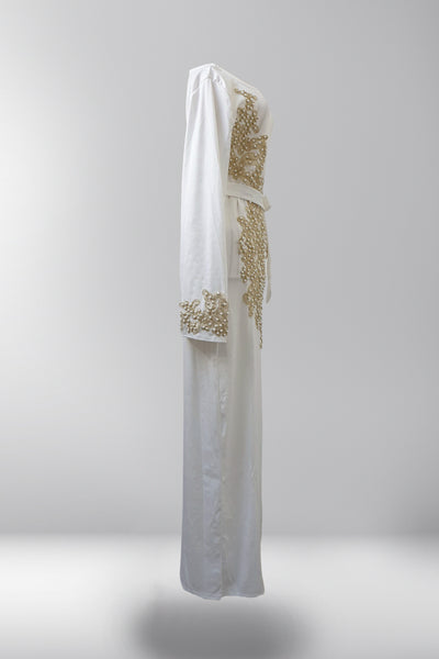 Zehra Belted Cape Sleeve Dress - Dove