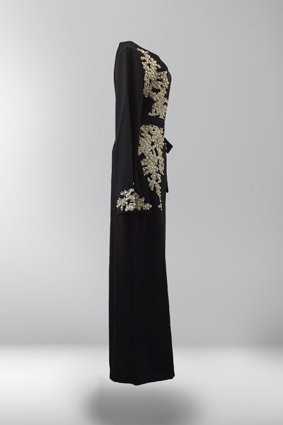 Zehra Belted Cape Sleeve Dress - Midnight Maverick