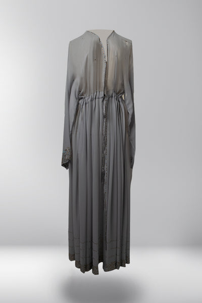 Amelia Embellished Open Abaya - Silver Lining